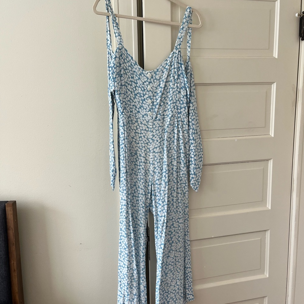 Faithfull the Brand Light Blue Floral Jumpsuit